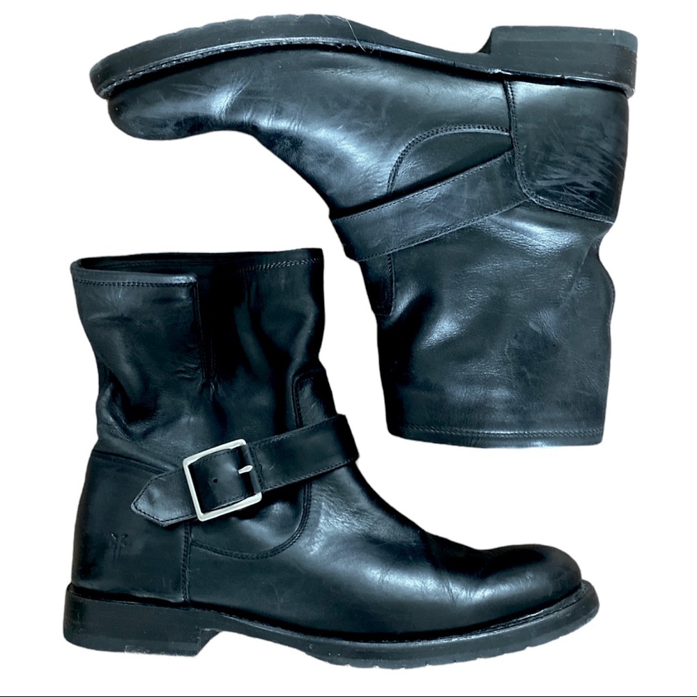 Frye | Black Leather Natalie Engineer Boots